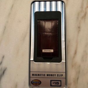 FOSSIL Leather Money Clip! Vintage NIB with Tags!